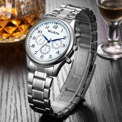 WLISTH montres pour hommes trois yeux décoratif imperméable boucle aiguille bracelet