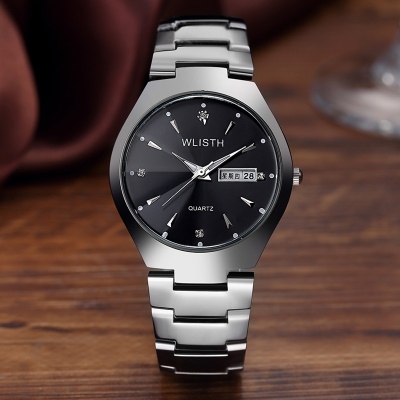 Montre en quartz montre acier tungstène couleur acier étanche bande d'acier