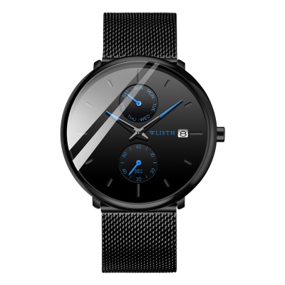 WLISTH montre pour les hommes en acier avec affichage de calendrier