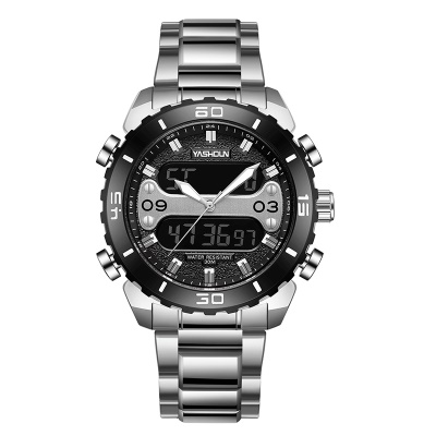 YASHIDUN  montre aiguilles lumineuses affichage numérique bracelet en acier inoxydable