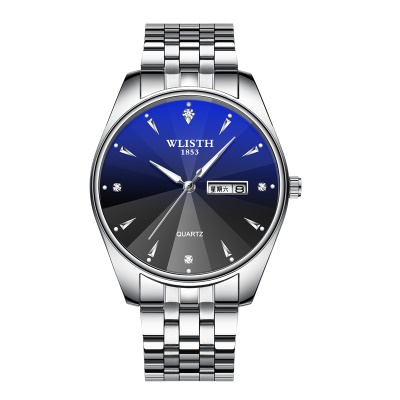 WLISTH montres pour hommes bracelet en acier/bracelet en cuir lumineuse pyramide châtaigne d'eau coupe miroir en verre