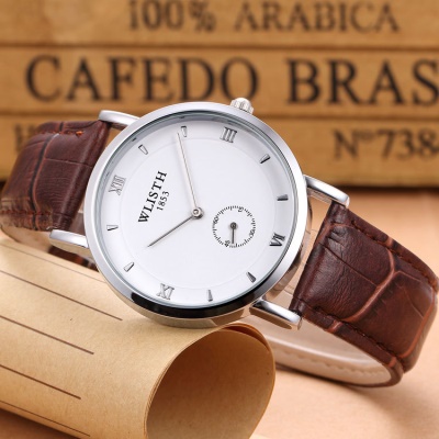 WLISTH montre pour les hommes maille bande en acier/courroie en cuir petite seconde disque