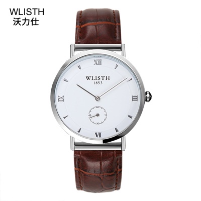 WLISTH montre pour les hommes maille bande en acier/courroie en cuir petite seconde disque