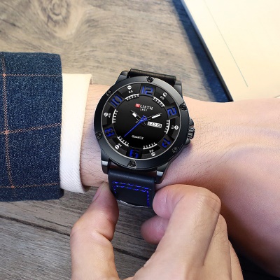 WLISTH montre pour hommes lumineux aiguilles bracelet en cuir imperméable