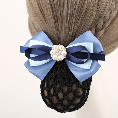 noeud papillon Femme/tête de fleur bleu arc teint en fil