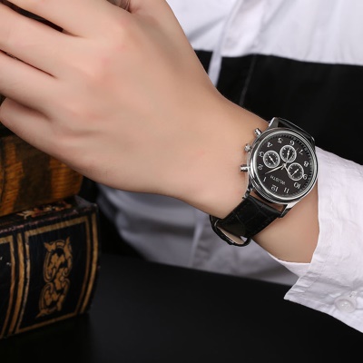 WLISTH montres pour hommes trois yeux décoratif imperméable boucle aiguille bracelet