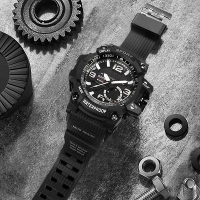 WLISTH montres pour hommes double mouvement lumineux affichage numérique bracelet en TPU