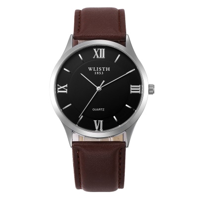 WLISTH Montres pour hommes chiffres romains bracelet en cuir avec boucle ardillon