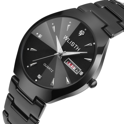 Montres pour hommes lumineuses en acier au tungstène couleur imperméable à quartz
