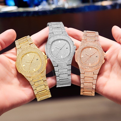 WLISTH montres pour hommes bracelet en acier avec diamants lumineux