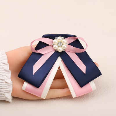 Femme noeud papillon/tête fleur lacets petit arc perle décoration fil de polyester
