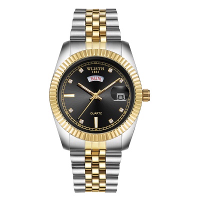 Montres pour hommes or quartz bracelet en acier