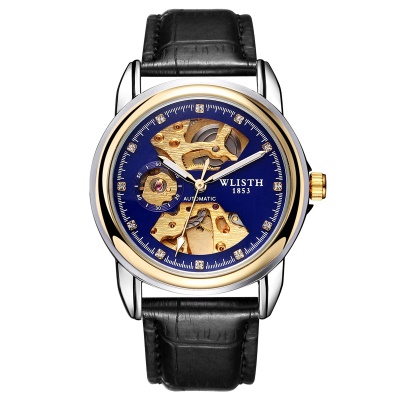 WLISTH montres pour hommes entièrement automatique avec des aiguilles lumineuses mécaniques déployant boucle