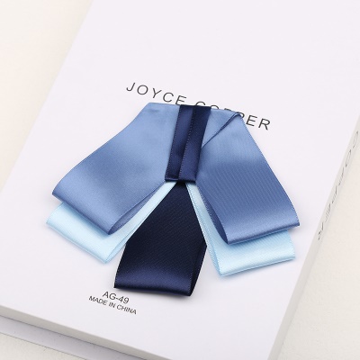 Femme cravate/tête fleur bleu fil teint polyester