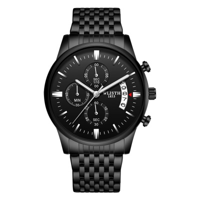 WLISTH montres pour hommes trois yeux six aiguilles en acier avec affichage du calendrier