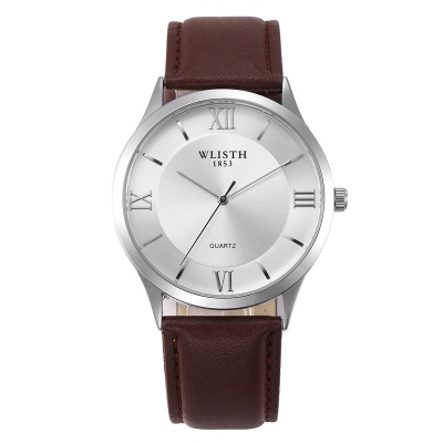 WLISTH Montres pour hommes chiffres romains bracelet en cuir avec boucle ardillon
