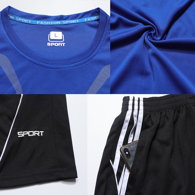 Ensemble short manches courtes, survêtement de sport en soie glacée grande taille