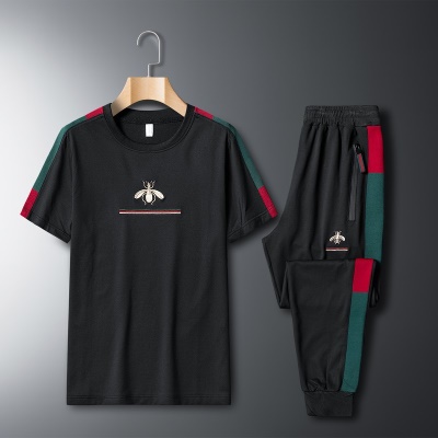 Ensemble de sport pour hommes short à manches courtes brodé deux pièces