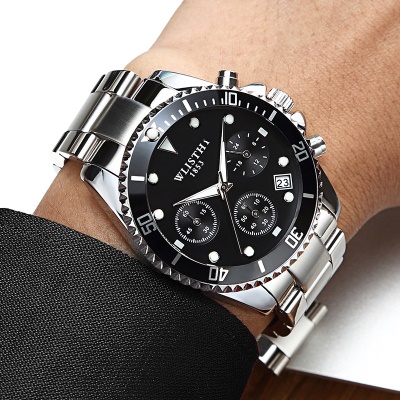 WLISTH montres pour hommes couronne en spirale trois plateaux six aiguilles calendrier