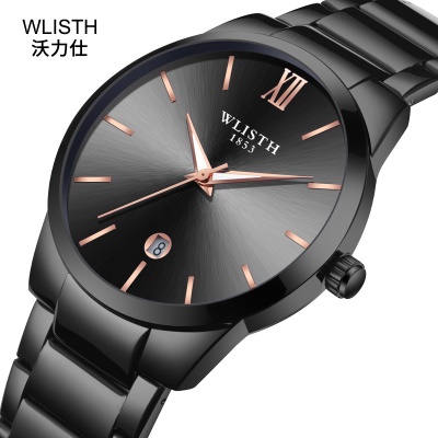 WLISTH montre hommes  calendrier bracelet en acier imperméable