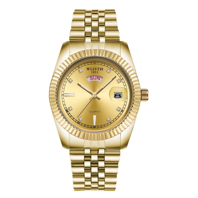Montres pour hommes or quartz bracelet en acier