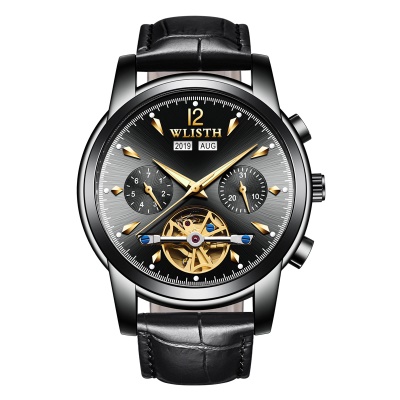 WLISTH montres pour hommes automatique mécanique creux spirale volant lumineux