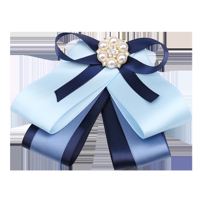 Femme cravate/tête fleur bleu fil teint polyester