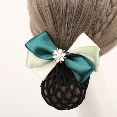 noeud papillon/tête fleur arc en fil de polyester vert