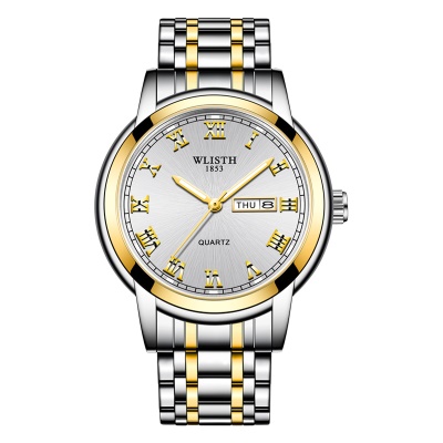 Montre à quartz imperméable à l'eau avec bracelet en acier lumineux