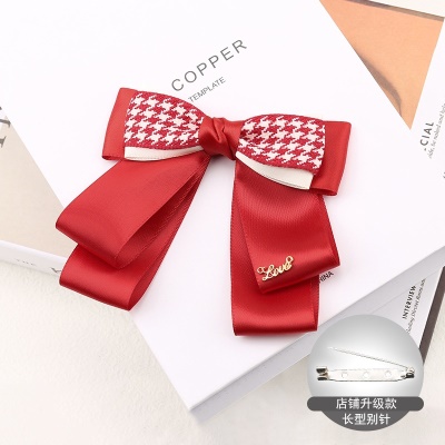 Nœud papillon/arc de soie de polyester rouge avec fleur de tête pour les femmes