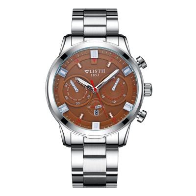 Montre à quartz à trois aiguilles avec bracelet en acier imperméable