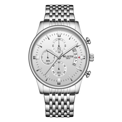 WLISTH montres pour hommes trois yeux six aiguilles en acier avec affichage du calendrier