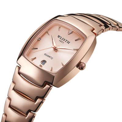 WLISTH Montre pour les hommes en acier avec fenêtre de calendrier lumineuse