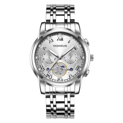 YASHIDUN montres pour les hommes faux trois yeux couronne hélicoïdale aiguilles lumineuses