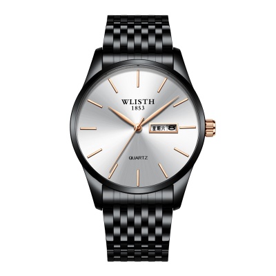 Montre à quartz étanche avec bracelet en cuir pour hommes
