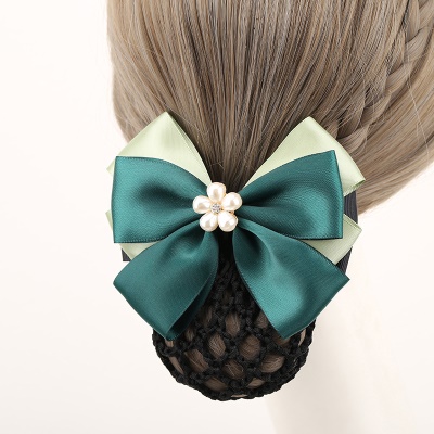 noeud papillon/tête fleur arc en fil de polyester vert