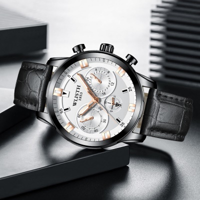 Montre à quartz à trois aiguilles avec bracelet en acier imperméable