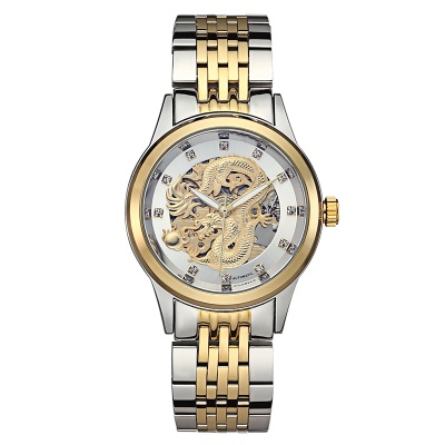 WLISTH montres pour les hommes doré cadran dragon entièrement automatique mécanique imperméable
