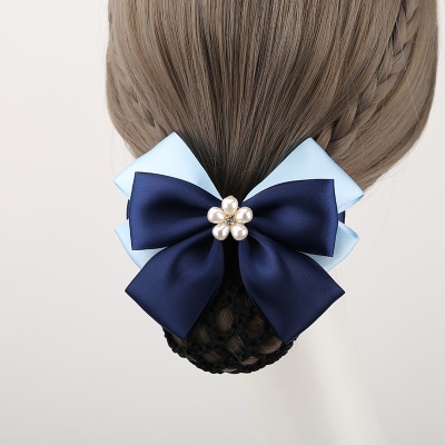 noeud papillon/tête fleur bleu socket de réglage avec perles