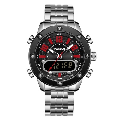 YASHIDUN montre double mouvement lumineuse aiguilles chiffres en acier bracelet