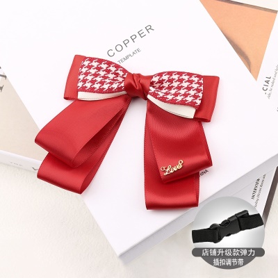 Nœud papillon/arc de soie de polyester rouge avec fleur de tête pour les femmes