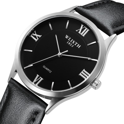 Montres pour hommes bracelet en cuir imperméable grand cadran
