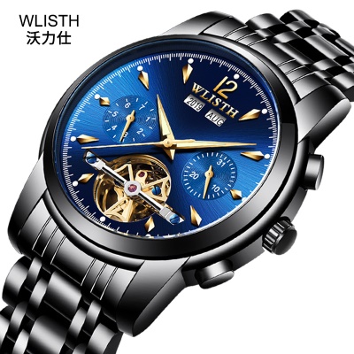 WLISTH montres pour hommes automatique mécanique creux spirale volant lumineux