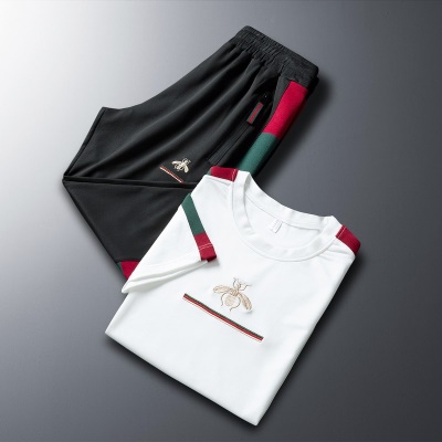 Ensemble de sport pour hommes short à manches courtes brodé deux pièces