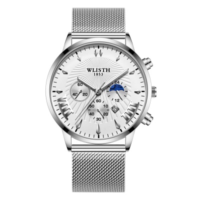 WLISTH Montres hommes aiguilles en acier lumineux avec boucle ardillon