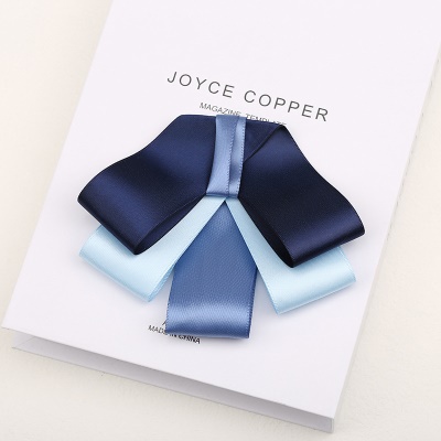 Femme cravate/tête fleur bleu fil teint polyester
