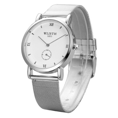 WLISTH montre pour les hommes maille bande en acier/courroie en cuir petite seconde disque