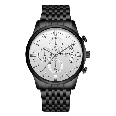 WLISTH montres pour hommes trois yeux six aiguilles en acier avec affichage du calendrier