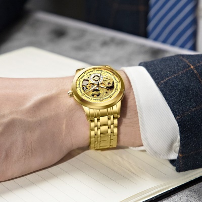 WLISTH montres pour hommes entièrement automatique avec des aiguilles lumineuses mécaniques découpées