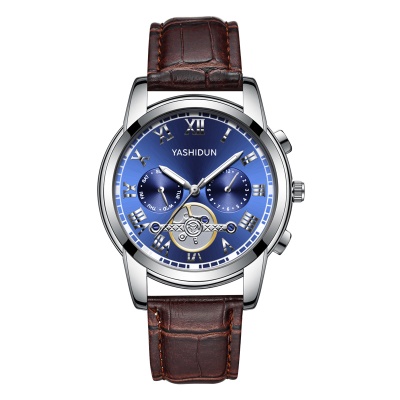 YASHIDUN montres pour les hommes faux trois yeux couronne hélicoïdale aiguilles lumineuses